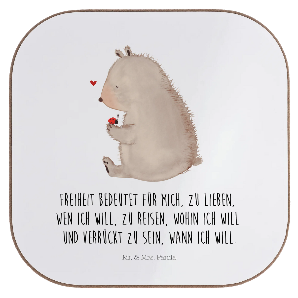 Square coaster bear ladybug Coasters, presents, breakfast, party, gifts, gift, glass coasters, bear, teddy, teddy bear, cuddly toy, love, life is beautiful, motivation, freedom, ladybird