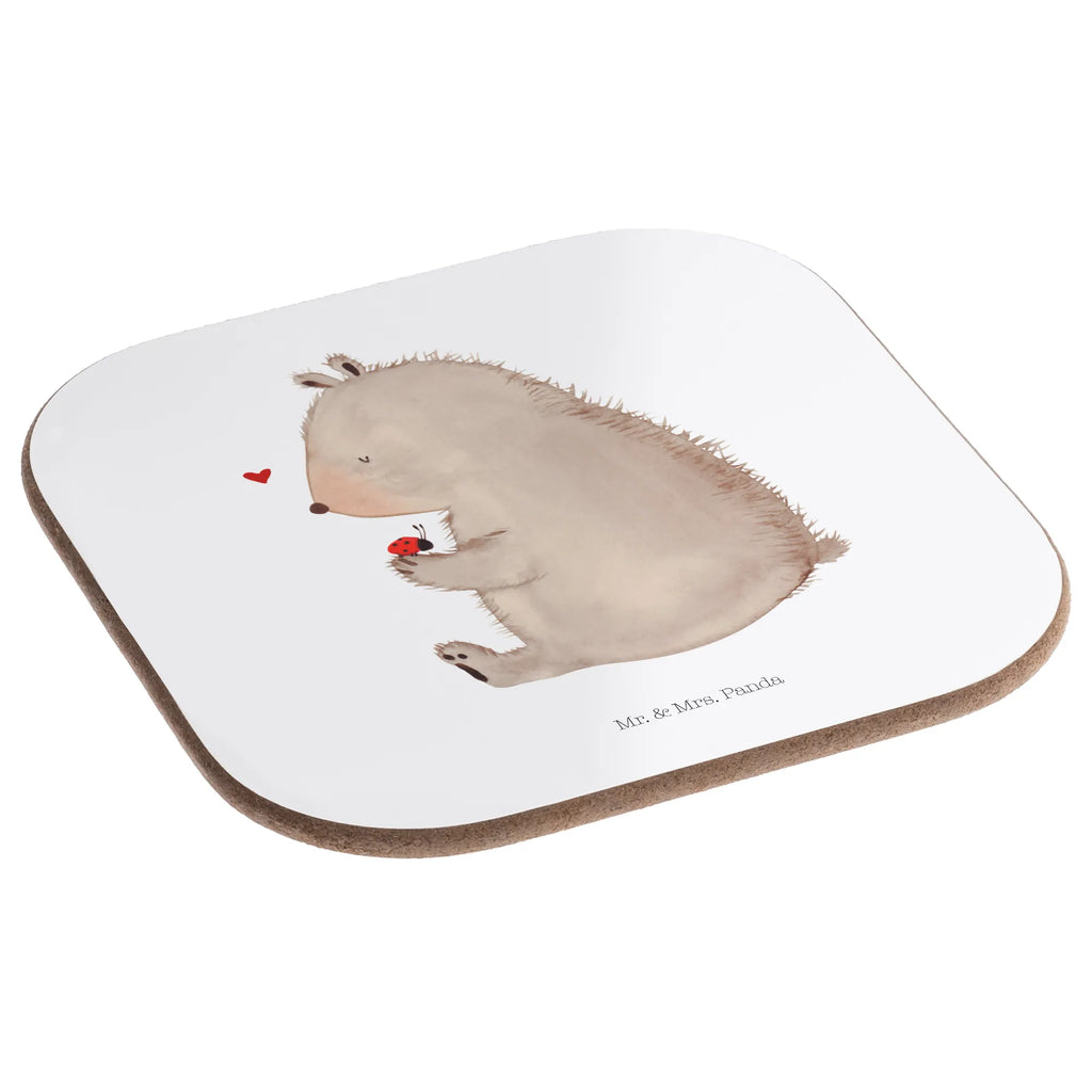 Square coaster bear ladybug Coasters, presents, breakfast, party, gifts, gift, glass coasters, bear, teddy, teddy bear, cuddly toy, love, life is beautiful, motivation, freedom, ladybird