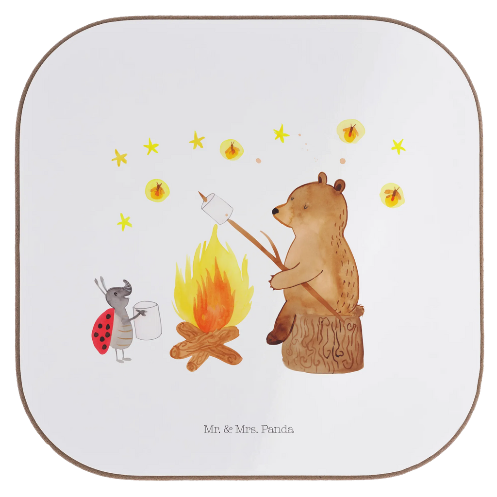 Square coaster Bear & Ladybird campfire presents, gifts, Coasters, party, glass coasters, gift, breakfast, bear, teddy, teddy bear, cuddly toy, Campfire