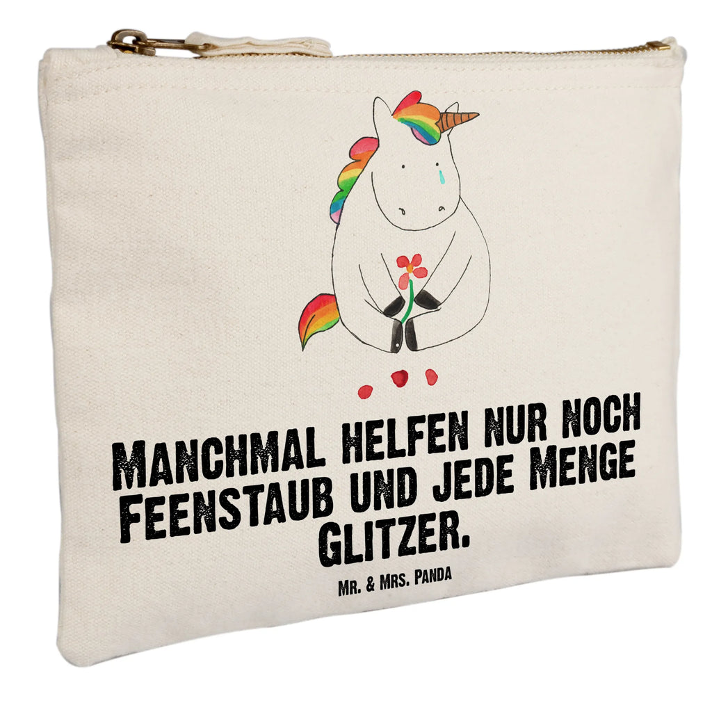 torebka na makijaż Jednorożec Smutny Stiftemäppchen, pinsel tasche, Kosmetiktasche, toiletry bag, Schminkbeutel, Mäppchen, Schminktasche, Etui, Schlampermäppchen, Kosmetikbeutel, Federmappe, Schminktäschchen, aufbewahrungstasche, pencil case, Kulturbeutel, utensilientasche, beauty case, Waschbeutel, kosmetiktäschchen, aufbewahrungsbeutel, beauty tasche, Waschtasche, Kulturtasche, Einhörner, Unicorn, Einhorn, Einhorn Deko, Grußkarte, Trösten. Freundschaft, Trauer, Freunde, Liebe, Blume, Glitzer