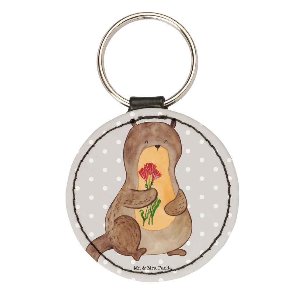 Round key ring otter Bunch of flowers lucky charm, pendant, bag pendant, keychain, key ring, otter, marten, sea otter, European otter, water mammal, aquatic animal, baby otter, predator, water, otter gifts, animal lover, gift ideas for animal lovers, animal, mammal, water animal, gifts for people in love, Otter Sea Otter Lake Otter