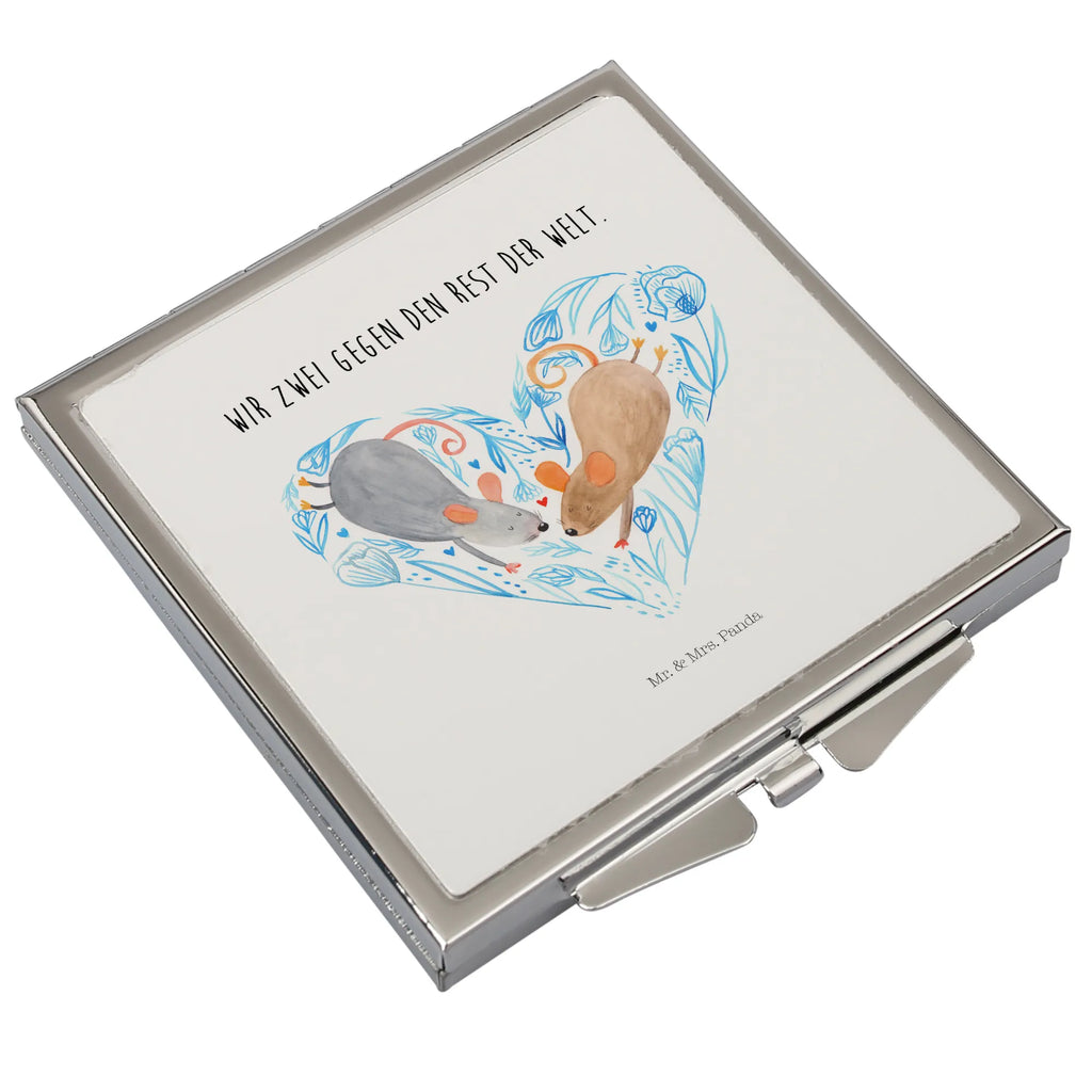 Handbag mirror Mice heart square, handbag, mirror, make up, silver, make-up mirror, Love, Loving, Two, Together, Marriage, Engagement, Proposal of marriage, Love gift, gift for her, gift for him, anniversary gift, anniversary, mice, togetherness, love, love gift, proof of love, wedding, love message, engagement, mouse, gift for two, favourite person