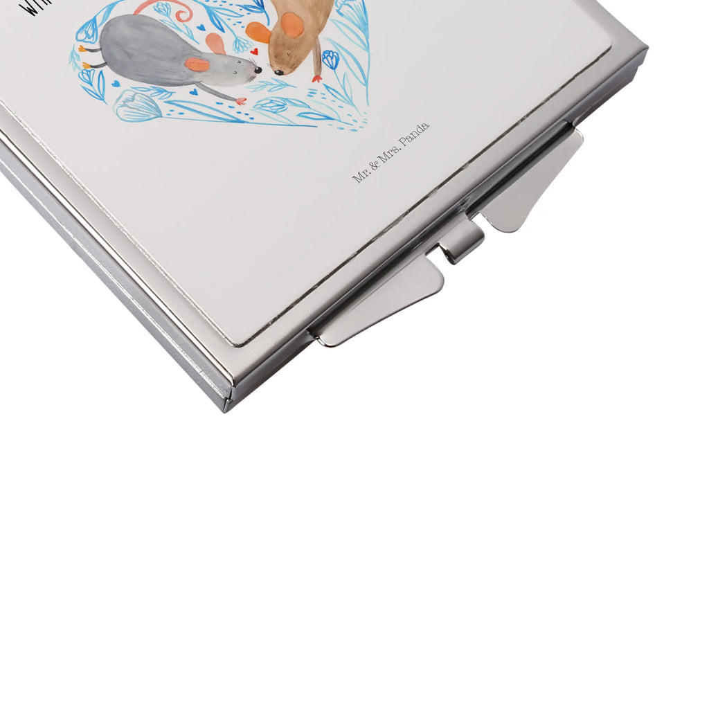 Handbag mirror Mice heart square, handbag, mirror, make up, silver, make-up mirror, Love, Loving, Two, Together, Marriage, Engagement, Proposal of marriage, Love gift, gift for her, gift for him, anniversary gift, anniversary, mice, togetherness, love, love gift, proof of love, wedding, love message, engagement, mouse, gift for two, favourite person