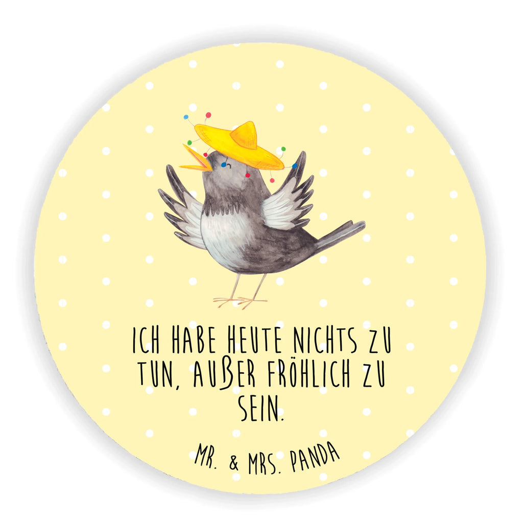 Rund Magnet Rabe Sombrero kühlschrankmagnete, Kühlschrankmagnet, rundmagnet, magnete, Lustige Sprüche, Tiere, Tiermotive, Gute Laune, Motivation, Vogel, glücklich sein, Elster, Rabe, Glück Spruch, Vögel, Fröhlich sein, Spruch Positiv, Froh