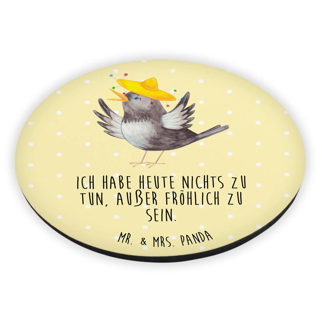 Rund Magnet Rabe Sombrero kühlschrankmagnete, Kühlschrankmagnet, rundmagnet, magnete, Lustige Sprüche, Tiere, Tiermotive, Gute Laune, Motivation, Vogel, glücklich sein, Elster, Rabe, Glück Spruch, Vögel, Fröhlich sein, Spruch Positiv, Froh