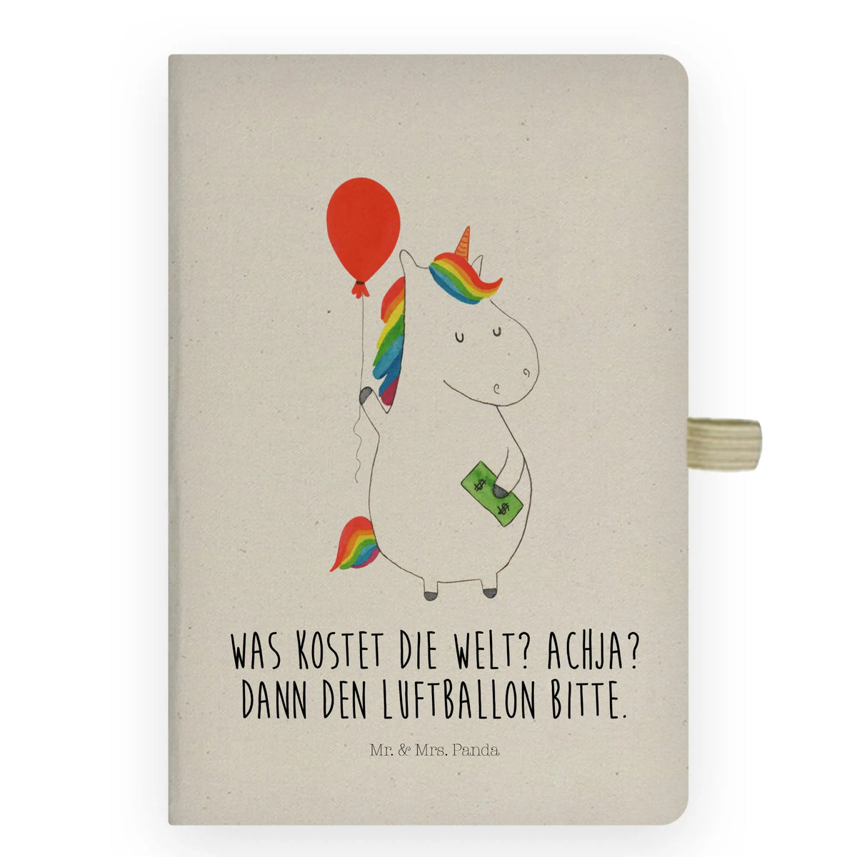 Baumwoll Notizbuch Einhorn Luftballon