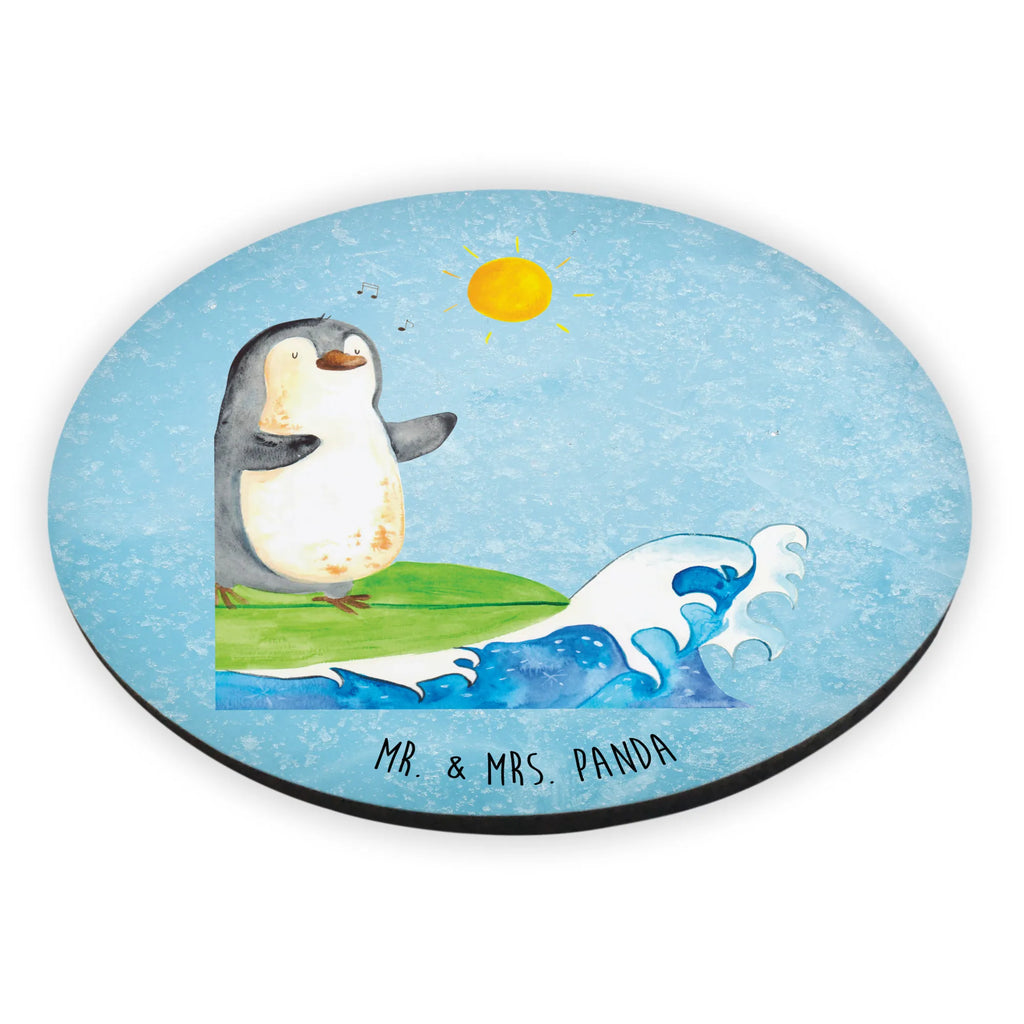 Rund Magnet Pinguin Surfer kühlschrankmagnete, magnete, rundmagnet, Kühlschrankmagnet, Pinguin, Wellen Reiten, Surfer, Wellen, Pinguine, Surfen, Hawaii, Portugal, Urlaub