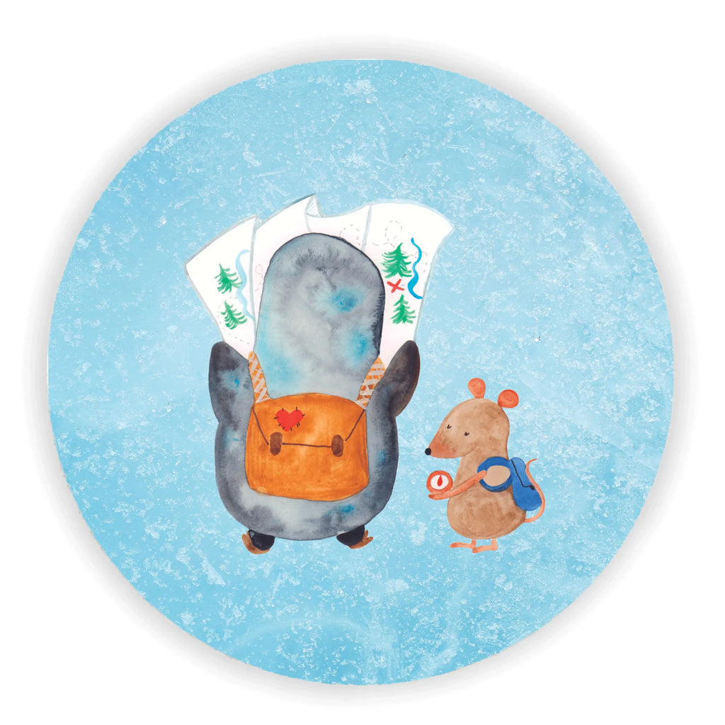 Okrągły magnes Pingwin i Mysz Wędrowcy rundmagnet, Kühlschrankmagnet, magnete, kühlschrankmagnete, Pinguin, Wandern, Roadtrip, Abenteuer, Wanderlust, Pinguine, Ausflug, Abenteurer