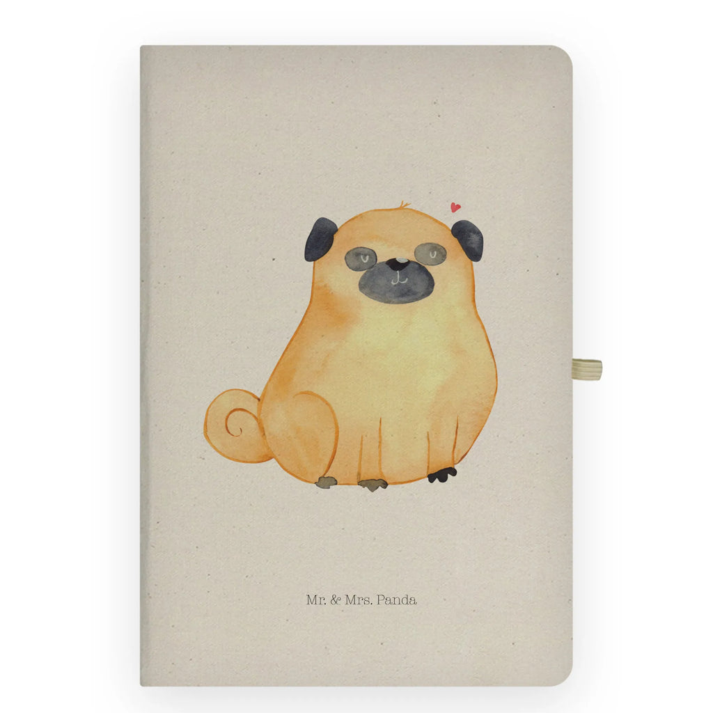 Bawełniany notatnik DIN A4 Mops Pies, motyw psa, zwierzę domowe, rasa psa, miłośnik zwierząt, właściciel psa, powiedzenia