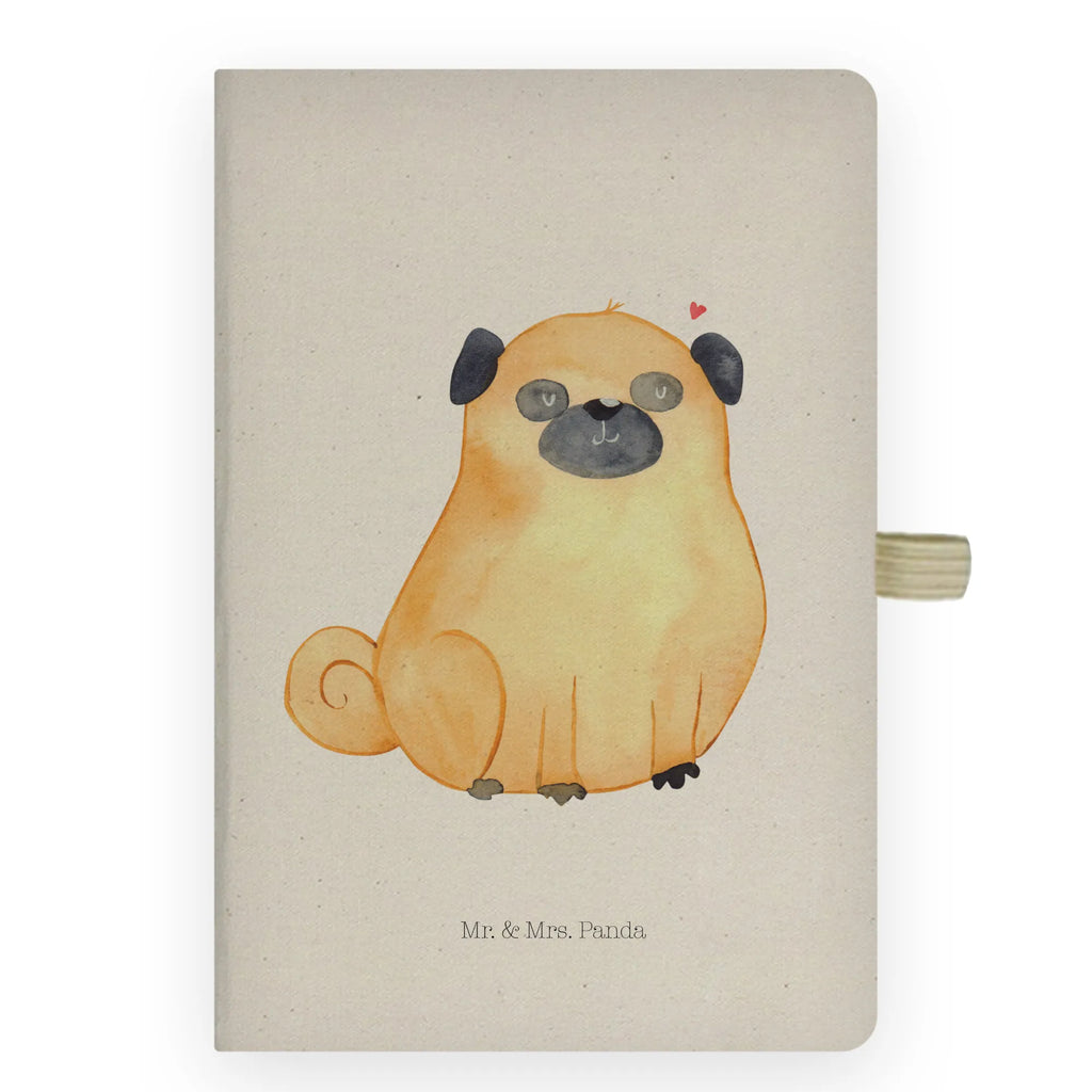 Bawełniany notatnik DIN A4 Mops Pies, motyw psa, zwierzę domowe, rasa psa, miłośnik zwierząt, właściciel psa, powiedzenia