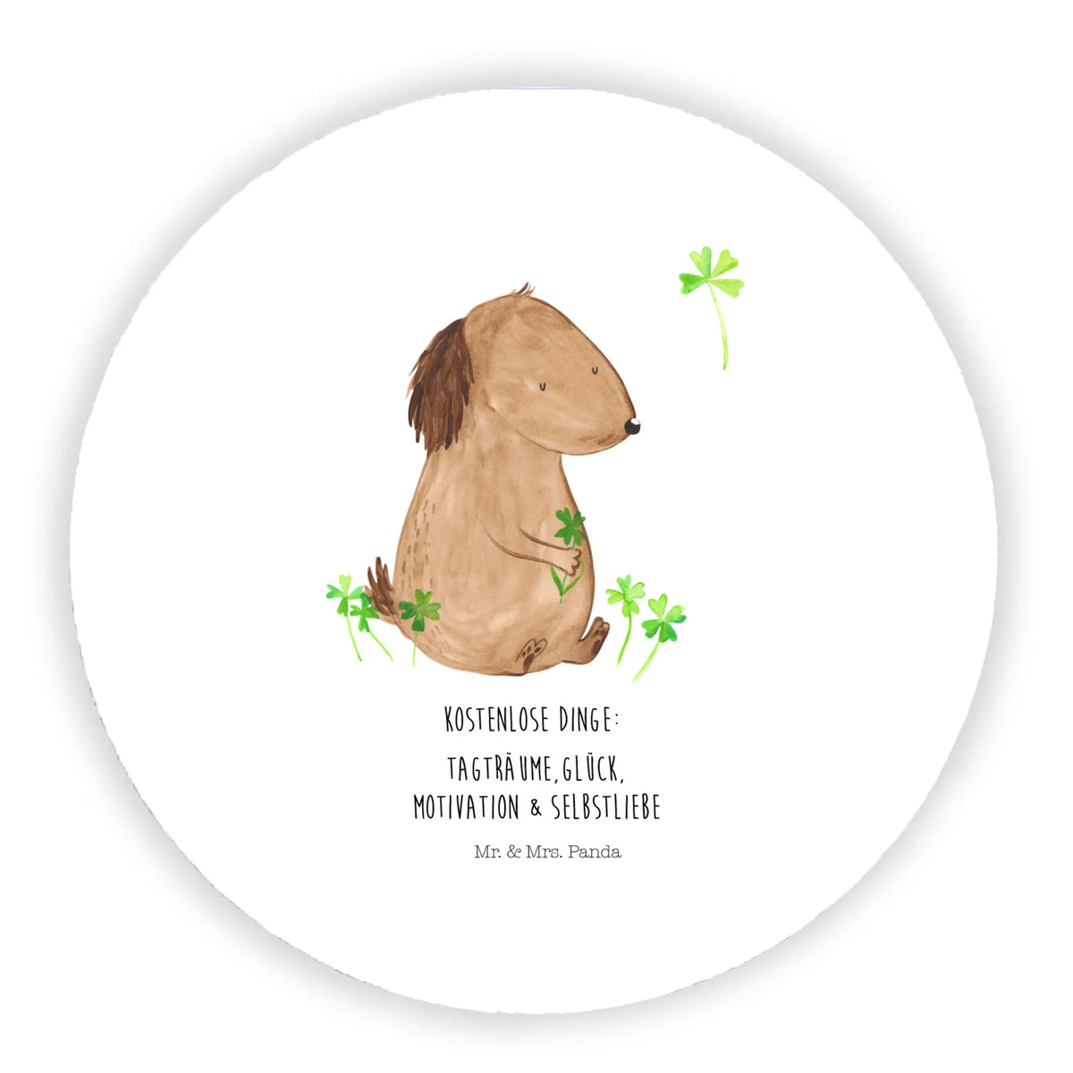 Round magnet Dog shamrock dog breed, mutt, hound, woof, dog mama, love dogs, love for dogs, dog decorative items, bag with dog print, funny gifts for dog owners, what do you give a dog lover, Christmas gifts for dogs, gifts for dogs, dog sayings, lucky charm, gift, mindfulness, cloverleaf, new beginning, self-love