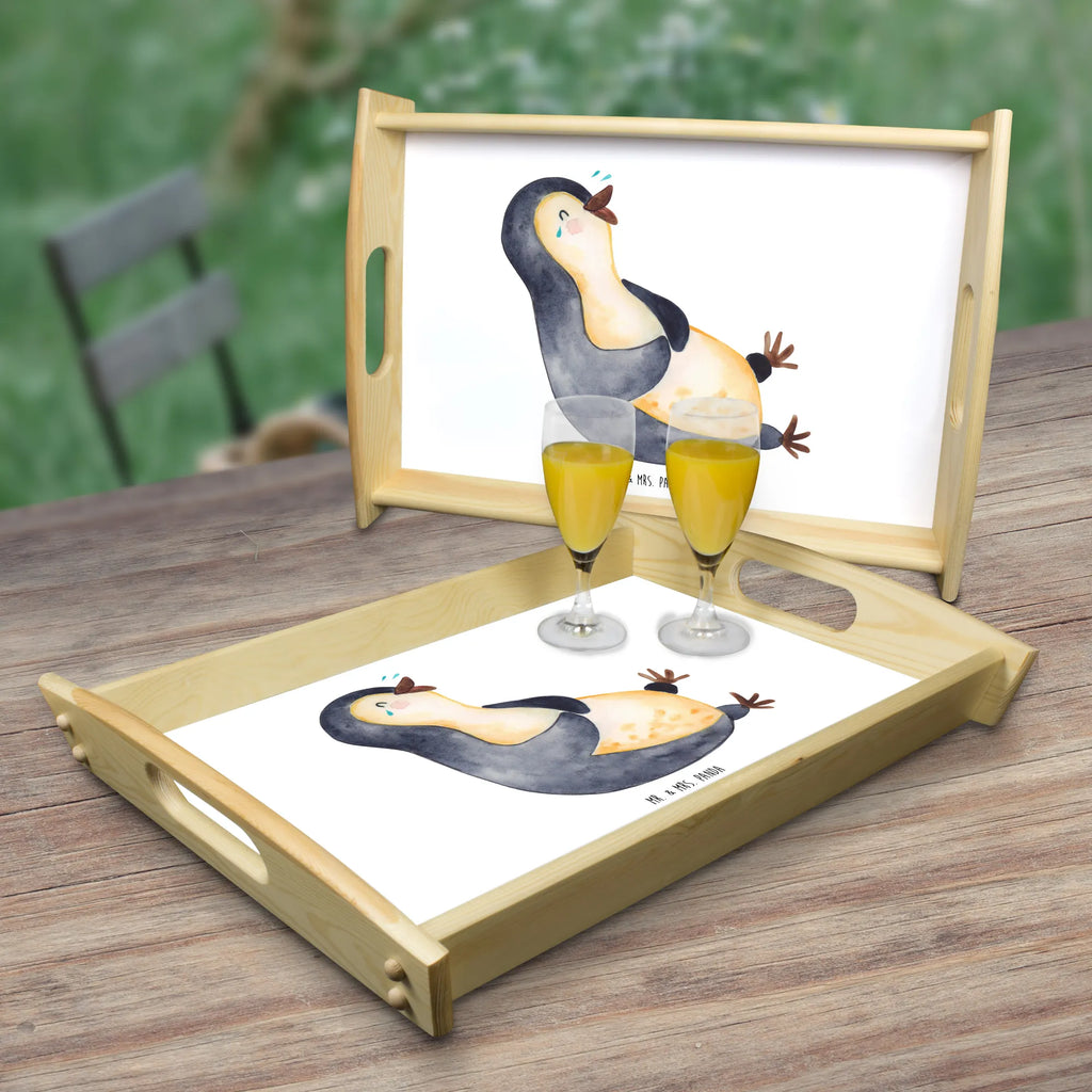 Serviertablett Pinguin Lachen Holztablett, Tablett, Serviertablett, Dekotablett, Frühstückstablett, Küchentablett, Pinguin, lustiger Spruch, Pinguine, Fröhlichkeit, Optimismus, Humor, Lachen, Fröhlich