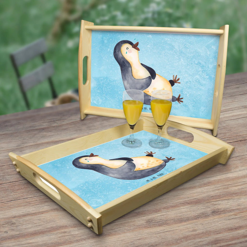Serviertablett Pinguin Lachen Holztablett, Tablett, Serviertablett, Dekotablett, Frühstückstablett, Küchentablett, Pinguin, lustiger Spruch, Pinguine, Fröhlichkeit, Optimismus, Humor, Lachen, Fröhlich