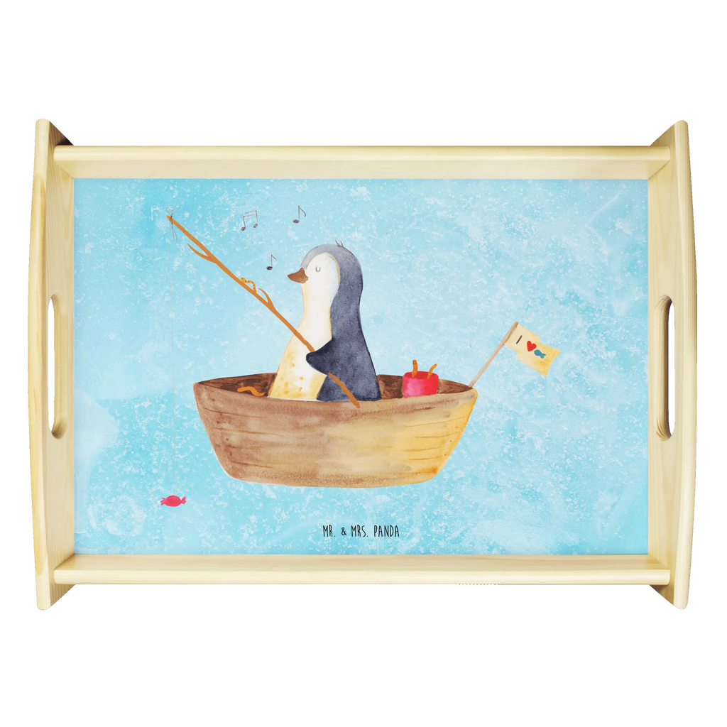 Serviertablett Pinguin Angelboot Dekotablett, Holztablett, Küchentablett, Serviertablett, Frühstückstablett, Tablett, Pinguin, Scheidung, Trennung, Geschenkidee Liebeskummer, Leben, genießen, Neuanfang, Motivation, Neustart, Lebenslust, Pinguine, Angeln, Angelboot, Boot