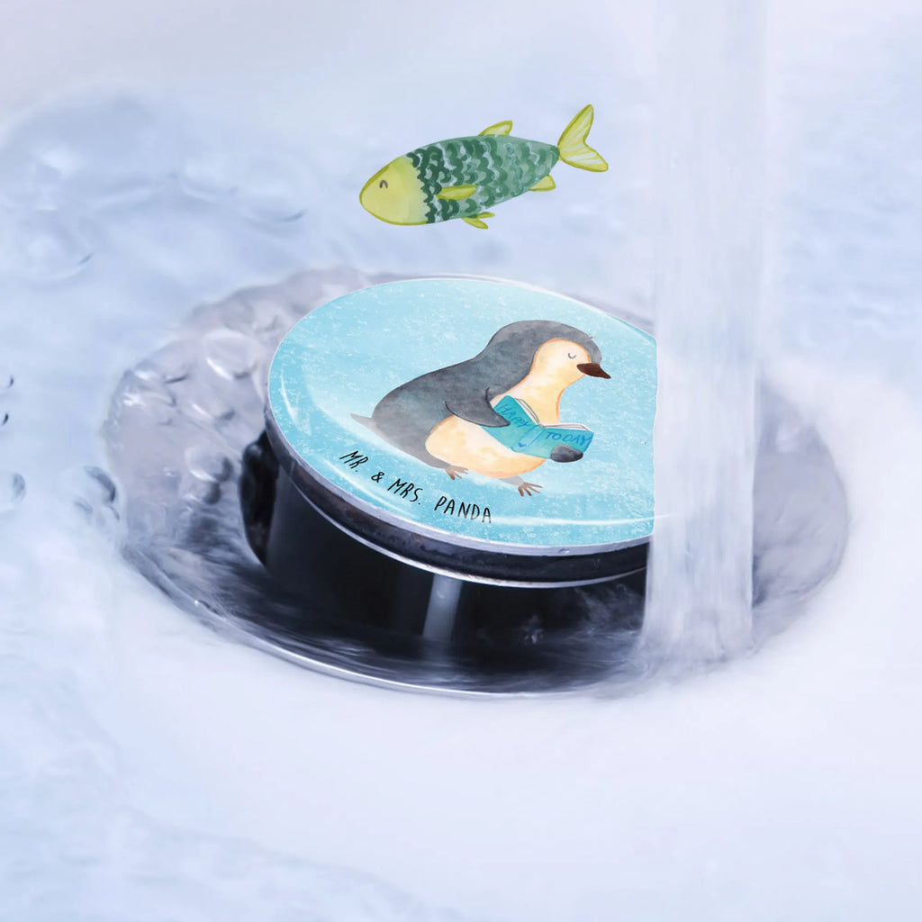 Sink plug Penguin A book washbasin, Washbasin plugs, drain plugs, stoppers, universal, washbasin plugs, drain set, Penguin, North Pole, Winter, Penguins, doing nothing, holidays, reading, lazing around, penguins, book, bookworm, vacation, leisure