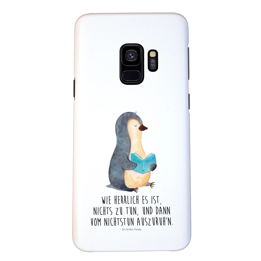 Etui na iPhone 10 pingwin książka Handy Case, Iphone X, Iphone 10, Handycover, Hülle, Cover, Handy, Handyhülle, Pinguin, Pinguine, Bücherwurm, Nichtstun, Buch, Lesen, Ferien, Faulenzen, Freizeit, Urlaub