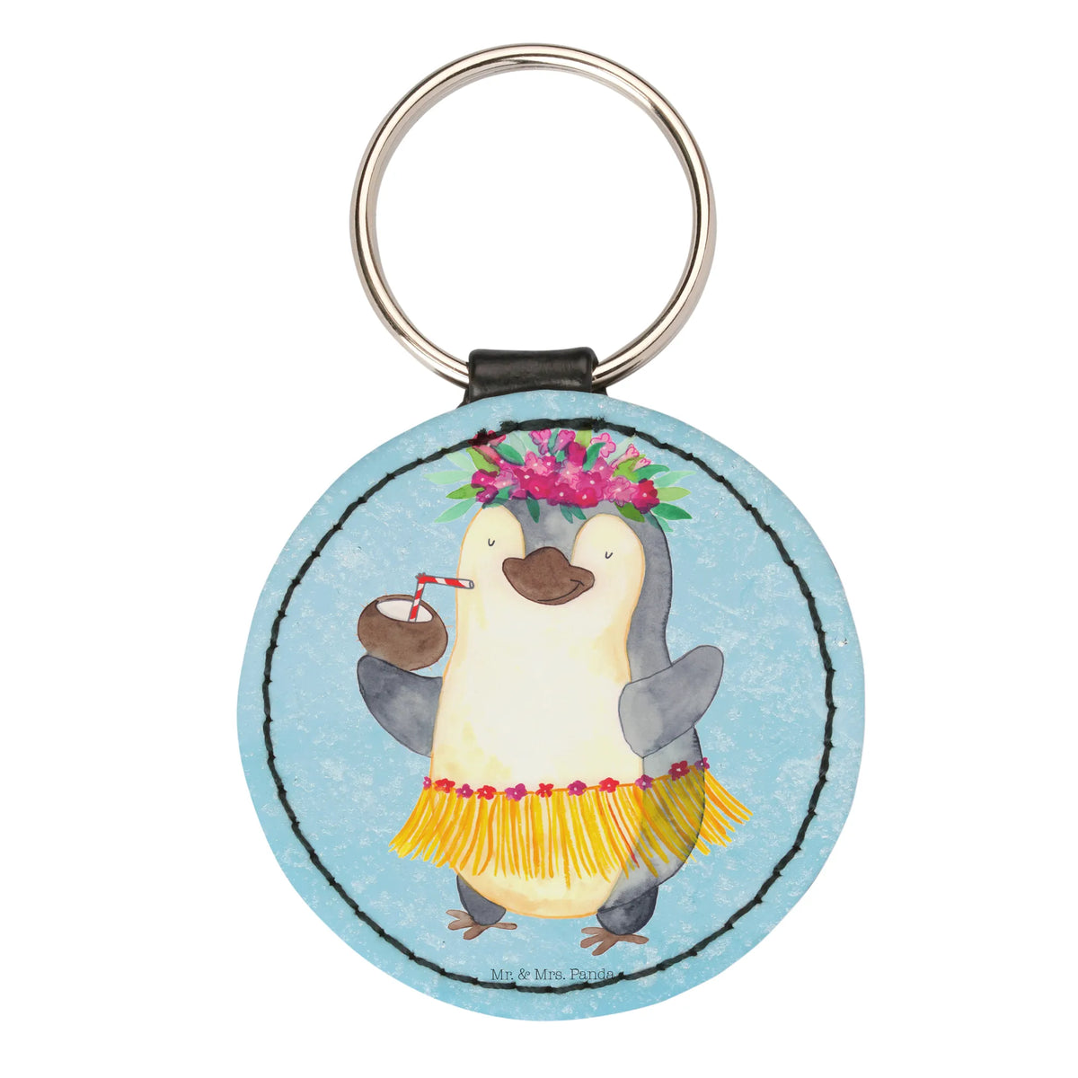Round key ring Penguin coconut