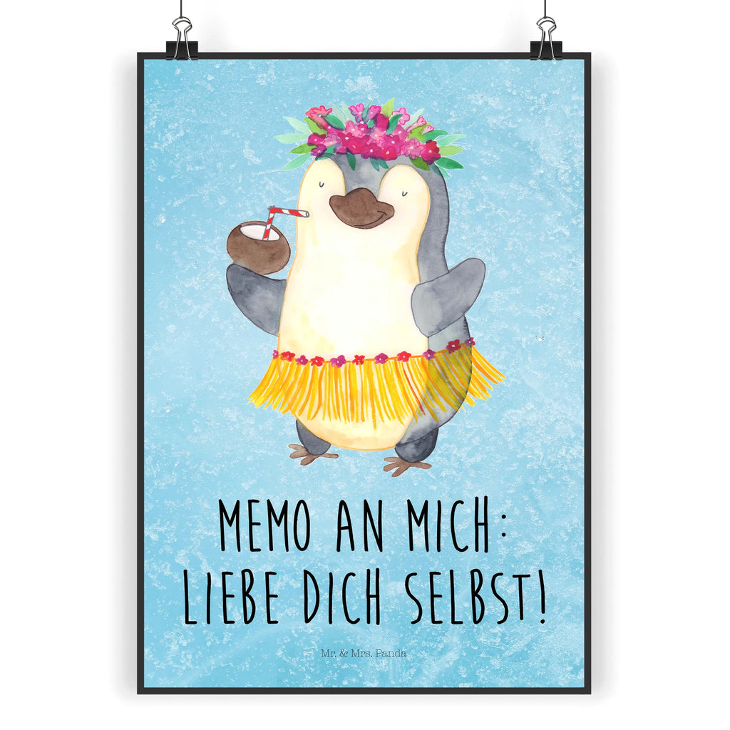 Plakat Pingwin z Kokosem Raumdekoration, Bild, Posterdruck, Wanddeko Bild, Mr. & Mrs. Panda Poster, Kunstdruck, Handgemaltes Poster, Designposter, Küchenposter, Wandposter, Kinderposter, Wanddekoration, Poster, Wanddeko, Pinguin, Kokosnuss, Pinguine, Hawaii, Urlaub, Aloha