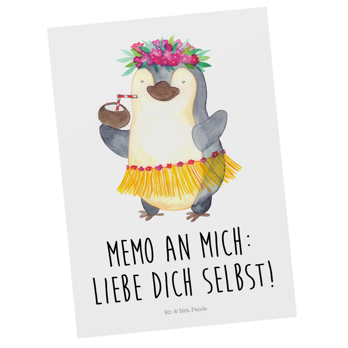 Postcard Penguin coconut