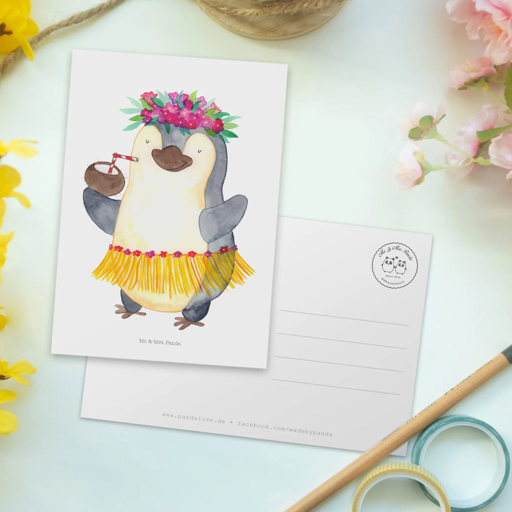 Postkarte Pinguin Kokosnuss Grußkarte, Ansichtskarte, Ansichtskarten, einzelkarte, Postkarten, Motivkarte, Kunstkarten, bildkarte, spruchkarte, Designkarte, Postkarte, kunstkarte, Fotokarte, Pinguin, Aloha, Kokosnuss, Urlaub, Pinguine, Hawaii