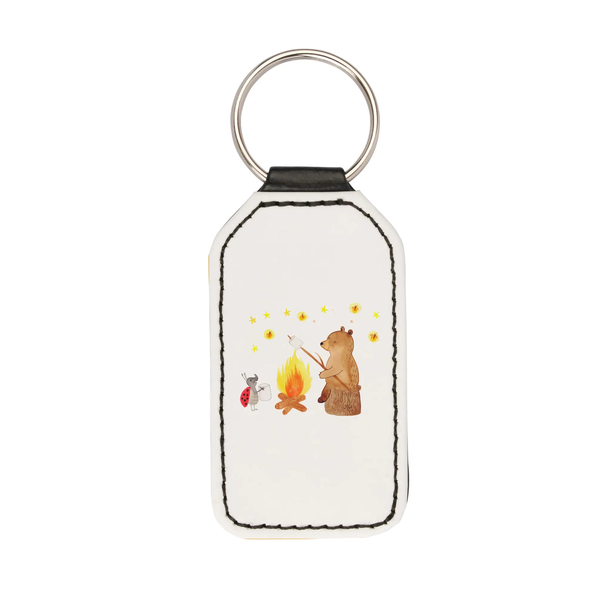 Rectangular key ring Bear & Ladybird campfire pendant, bag pendant, keychain, key ring, lucky charm, bear, teddy, teddy bear, cuddly toy, Campfire