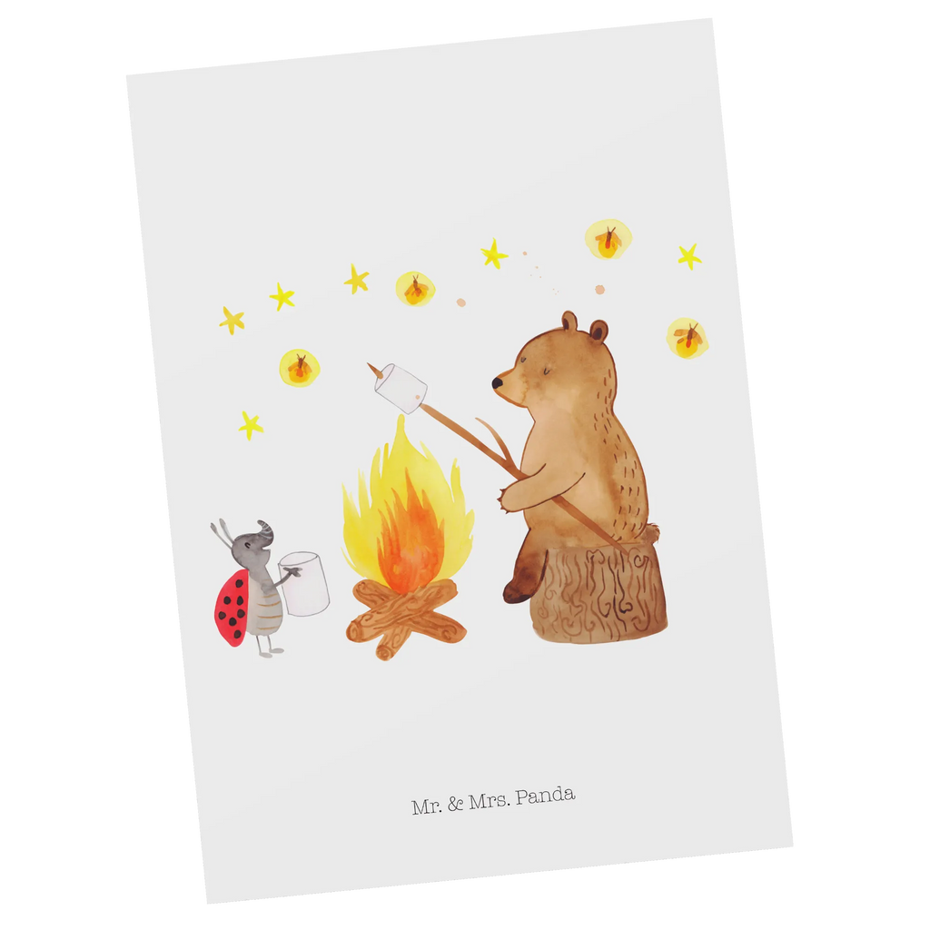 Postcard Bear & Ladybird campfire card, paper, invitation, gift card, postcards, letter, gift, Postcard, invitation card, bear, teddy, teddy bear, cuddly toy, Campfire