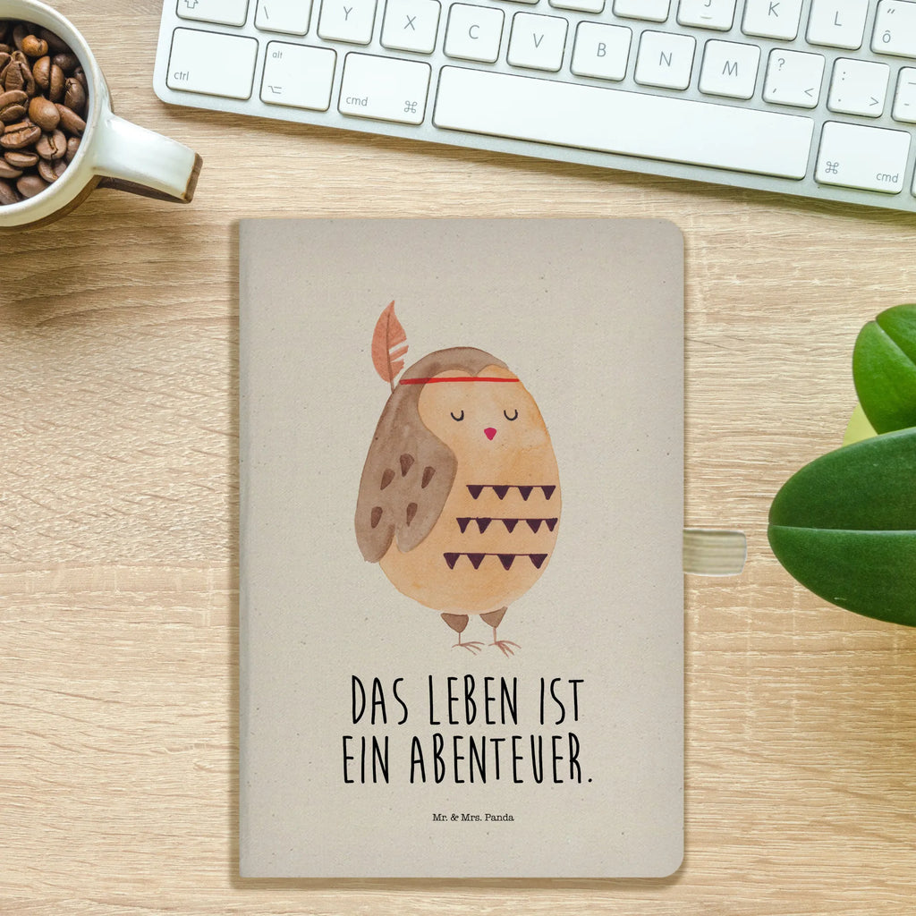 Bawełniany notatnik DIN A4 sowa Ozdoba z piór Sowa