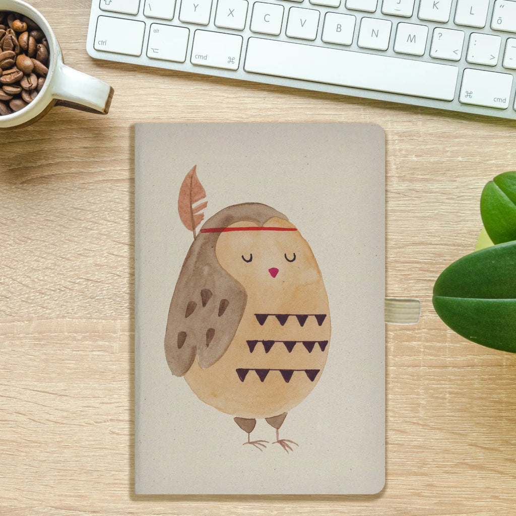 Bawełniany notatnik DIN A4 sowa Ozdoba z piór Sowa