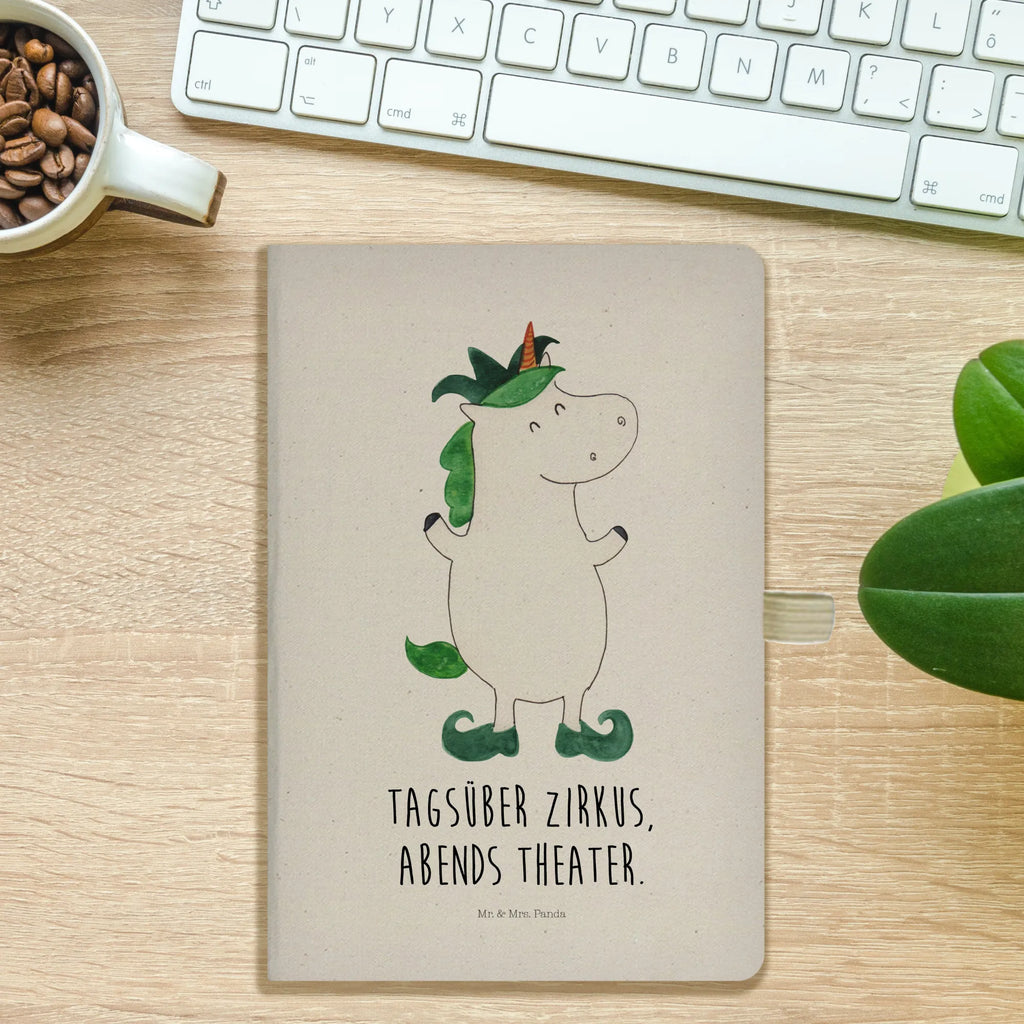 Cotton notebook unicorn joker diary, sketchbook, notepad, journal, notebook, address book, notes, writing book, entry book, unicorn, unicorns, Middle Ages, Punch, Unicorn, Juggler, Court Jester