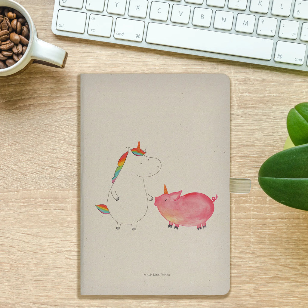 Bawełniany notatnik DIN A4 jednorożec świnia Jednorożec, jednorożce, dekoracje jednorożca, jednorożec