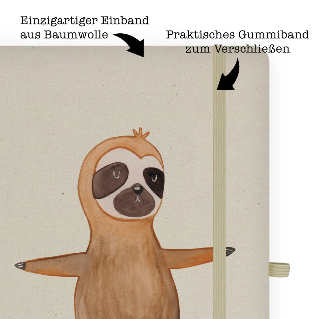 Cotton notebook sloth yoga notepad, sketchbook, entry book, notebook, notes, address book, diary, journal, writing book, Sloth, sloth, trend animal, namaste, lazy, favorite animal, warrior, yoga, yoga exercises