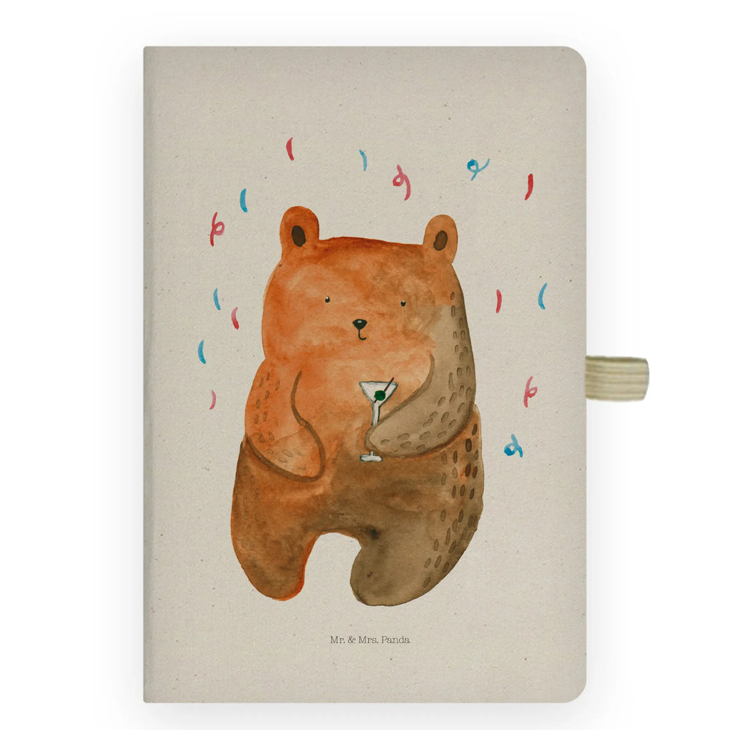 Bawełniany notatnik DIN A4 Niedźwiedź Impreza Notizen, Eintragebuch, Tagebuch, Notizblock, Adressbuch, Journal, Kladde, Skizzenbuch, Notizheft, Schreibbuch, Schreibheft, Bär, Teddy, Teddybär, Geburtstag, Geburtstagsgeschenk, Geschenk, Party, Feiern, Abfeiern, Mitbringsel, Gute Laune, Lustig