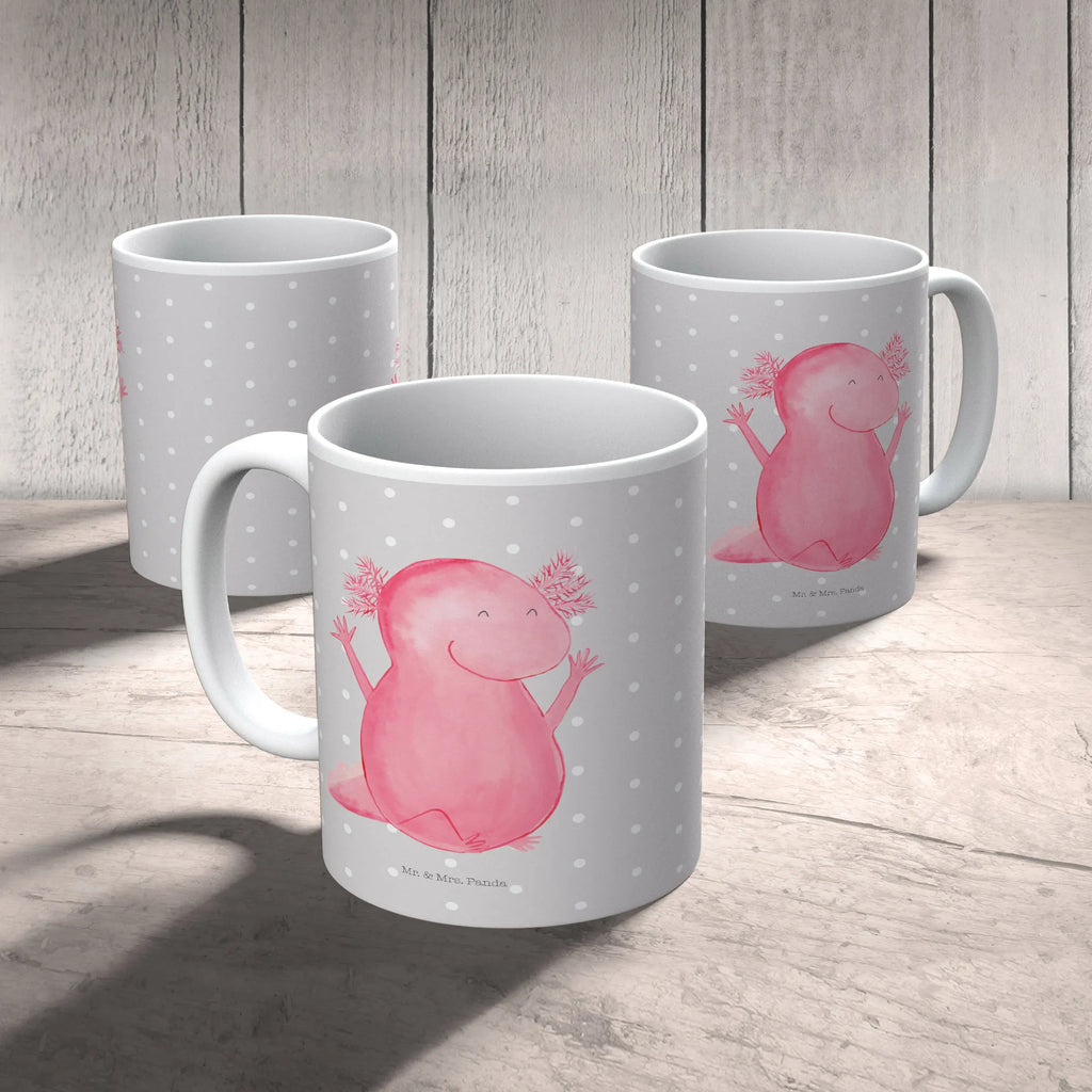 Kubek Axolotl Hurra Kaffeetasse, Tasse, Porzellantasse, Bürotasse, Tasse mit Zitaten, Geschenktasse, Tasse mit Motiven, Teetasse, Keramiktasse, Axolotl, Molch, Lurche, Axolot, Motivation, fröhlich, Spaß, Freude, Zufriedenheit, Schwanzlurch, Lurch