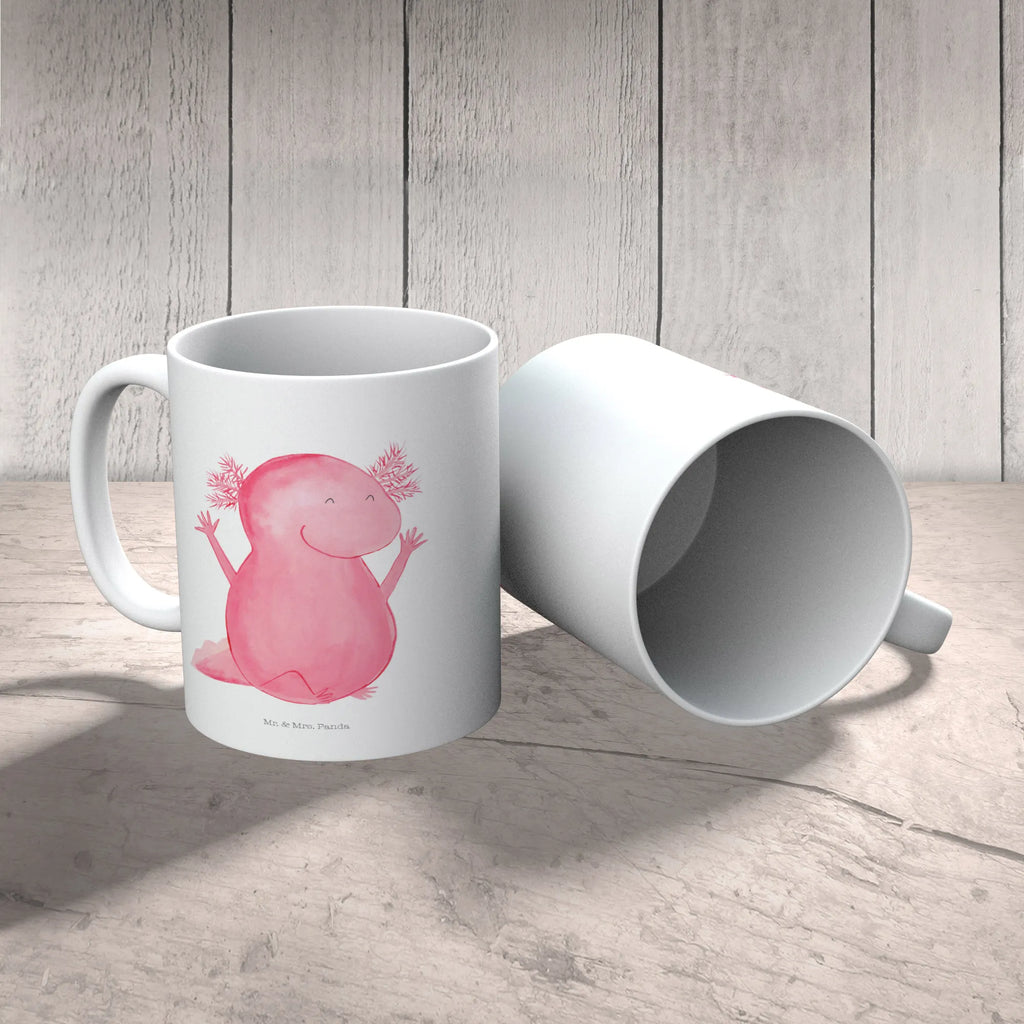 Kubek Axolotl Hurra Kaffeetasse, Tasse, Porzellantasse, Bürotasse, Tasse mit Zitaten, Geschenktasse, Tasse mit Motiven, Teetasse, Keramiktasse, Axolotl, Molch, Lurche, Axolot, Motivation, fröhlich, Spaß, Freude, Zufriedenheit, Schwanzlurch, Lurch