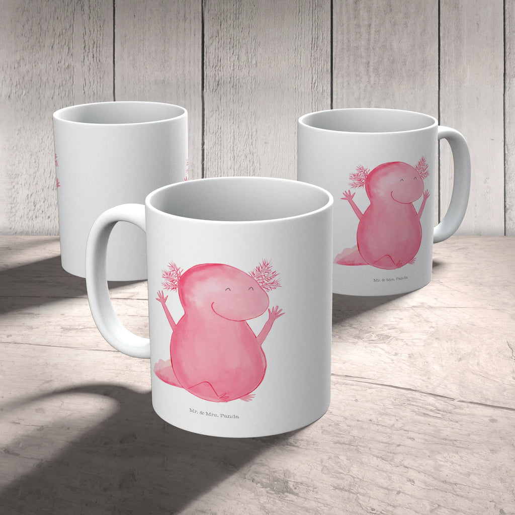 Kubek Axolotl Hurra Kaffeetasse, Tasse, Porzellantasse, Bürotasse, Tasse mit Zitaten, Geschenktasse, Tasse mit Motiven, Teetasse, Keramiktasse, Axolotl, Molch, Lurche, Axolot, Motivation, fröhlich, Spaß, Freude, Zufriedenheit, Schwanzlurch, Lurch