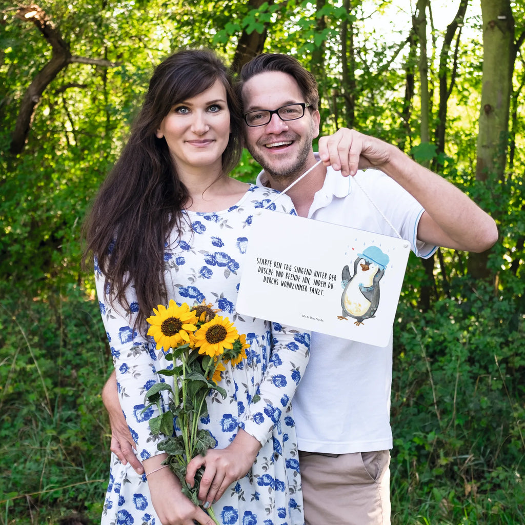Decorative sign Penguin have a shower Penguin, North Pole, Winter, Penguins, life motto, new beginning, new start, penguins, shower, being happy, motivation