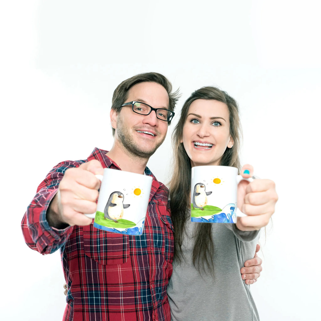 Mug Penguin surfer office mug, ceramic mug, custom mug, mug with designs, latte mug, novelty mug, personalized mug, tea mug, coffee mug, mug, gift mug, mug with quotes, porcelain mug, Penguin, North Pole, Winter, Penguins, surfing, Portugal, wave riding, penguins, waves, Hawaii, holidays, surfers