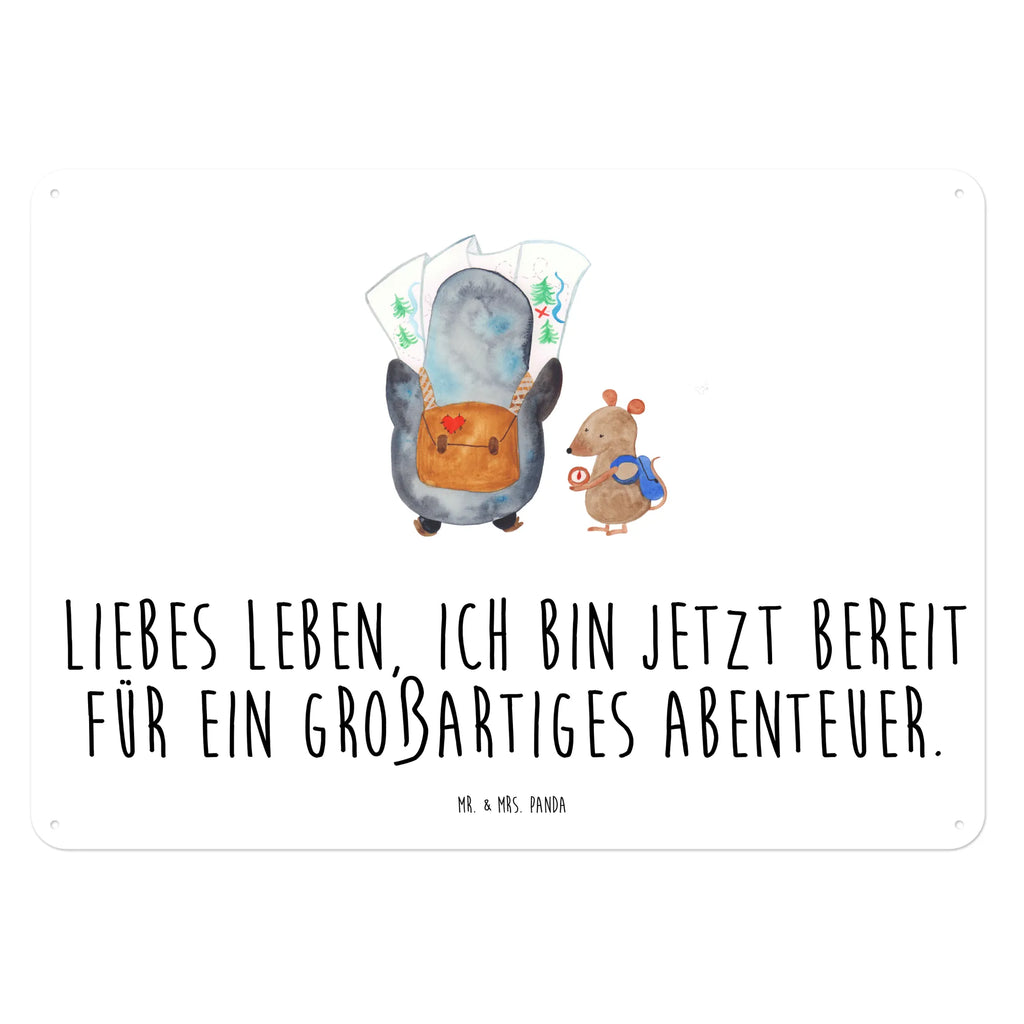 Blechschild Pinguin & Maus Wanderer Blechschild, Dekoschild Metall, Blechschild Büro, Türschild Metall, Blechschild Groß, Blechschild Für Männer, Wandschild Metall, Blechschild Für Frauen, Blechschild Küche, Blechschild Zum Aufhängen, Pinguin, Wandern, Wanderlust, Roadtrip, Pinguine, Ausflug, Abenteuer, Abenteurer
