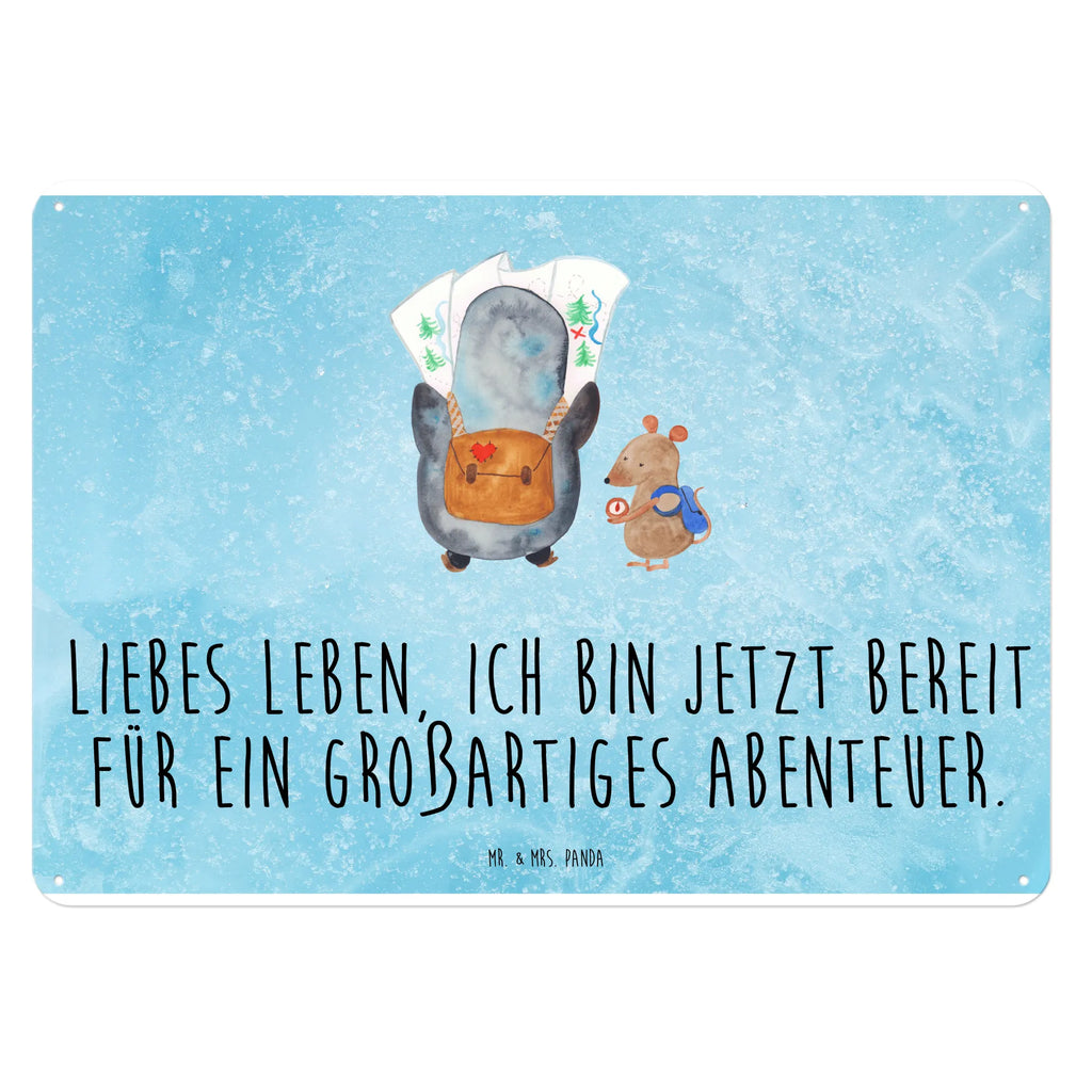 Blechschild Pinguin & Maus Wanderer Blechschild, Dekoschild Metall, Blechschild Büro, Türschild Metall, Blechschild Groß, Blechschild Für Männer, Wandschild Metall, Blechschild Für Frauen, Blechschild Küche, Blechschild Zum Aufhängen, Pinguin, Wandern, Wanderlust, Roadtrip, Pinguine, Ausflug, Abenteuer, Abenteurer