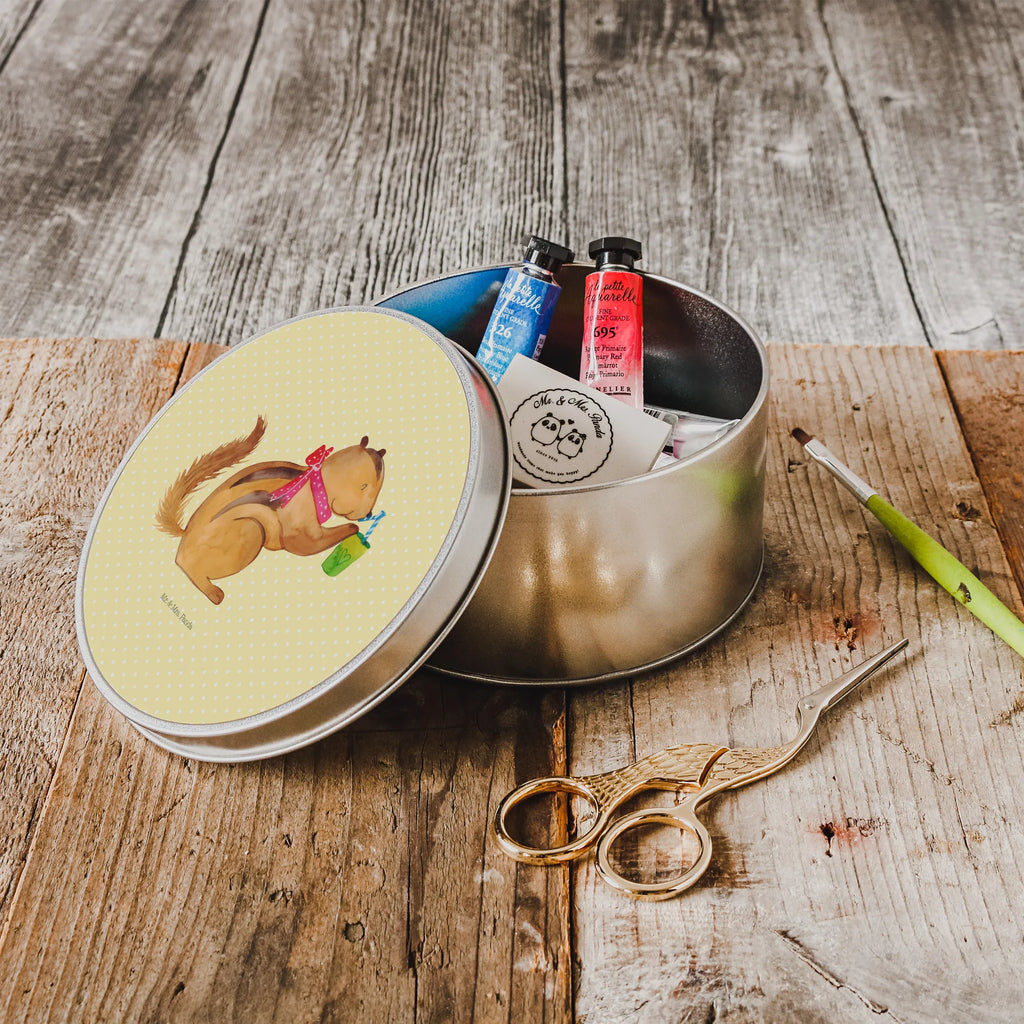 Round tin Squirrel smoothies storage, tin can, gift box, tin, storage tin, cookie tin, small animals, cute, funny, cute animal motives, hand drawn, small world, funny sayings, good mood, happy, gifts, gift ideas, special gifts, animal lover, card, chipmunks, Green smoothies, weight loss, squirrels, diet