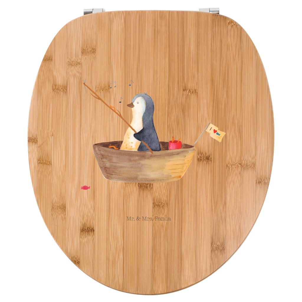 Motiv WC Sitz Pinguin Angelboot WC-Sitz, Klodeckel, Klobrille, Toilette, Toilettendeckel, Pinguin, Angelboot, Angeln, Pinguine, Geschenkidee Liebeskummer, Neuanfang, Motivation, Scheidung, Lebenslust, Trennung, genießen, Boot, Neustart, Leben