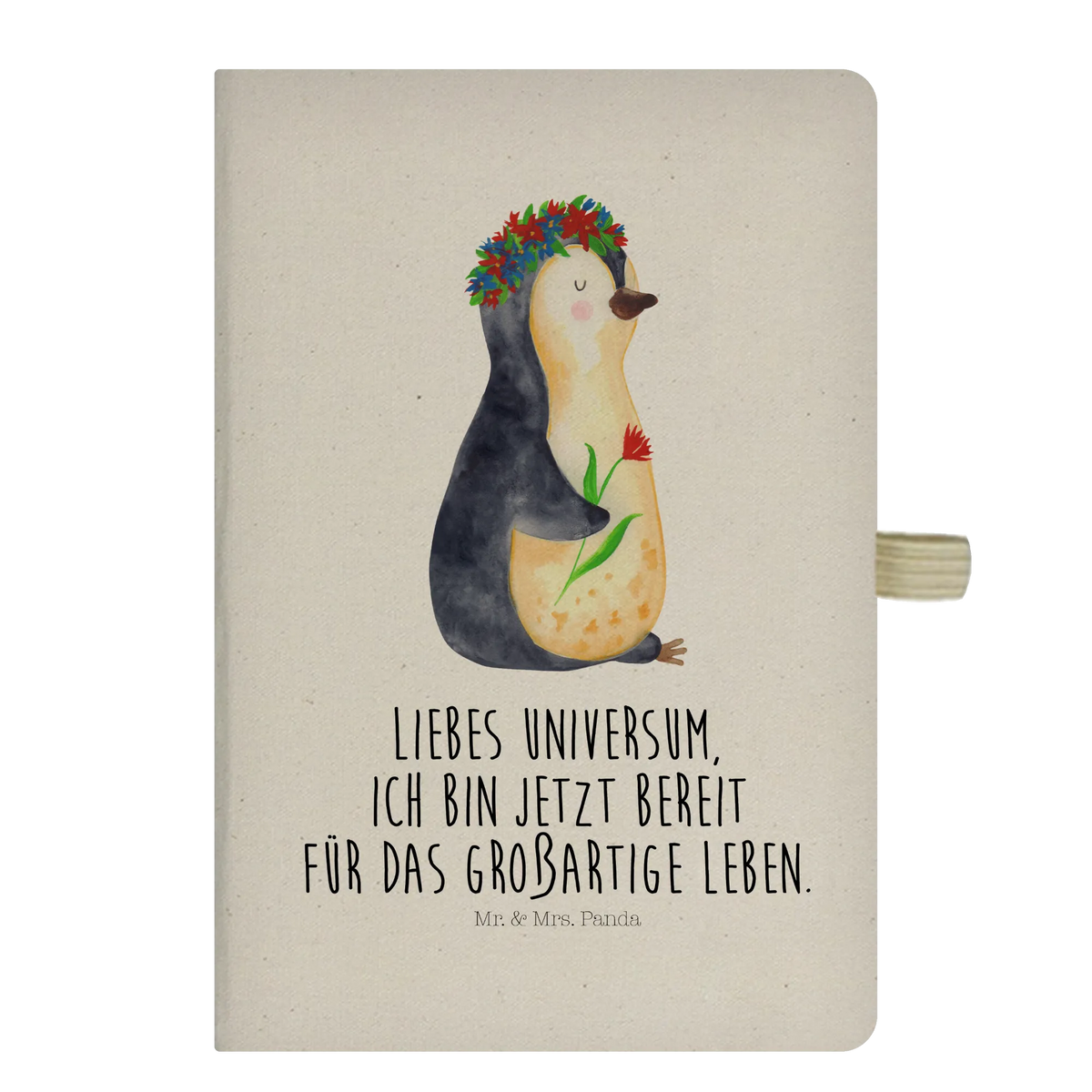 Cotton notebook Penguin Flower North Pole, Penguins, goals, penguins, gift idea, love of life, wishes, universe, wreath of flowers, goals in life, lovesickness