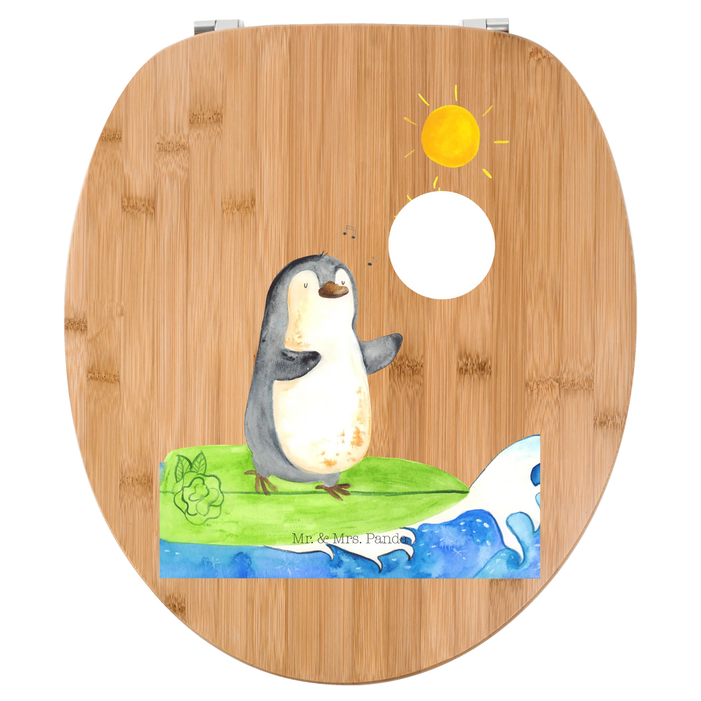 Motiv WC Sitz Pinguin Surfer WC-Sitz, Klobrille, Toilettendeckel, Toilette, Klodeckel, Pinguin, Portugal, Hawaii, Urlaub, Pinguine, Wellen reiten, surfen, Wellen, Surfer