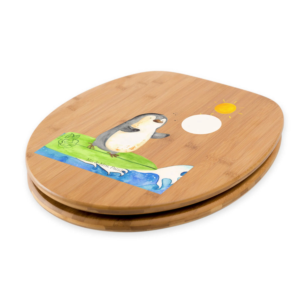 Motiv WC Sitz Pinguin Surfer WC-Sitz, Klobrille, Toilettendeckel, Toilette, Klodeckel, Pinguin, Portugal, Hawaii, Urlaub, Pinguine, Wellen reiten, surfen, Wellen, Surfer