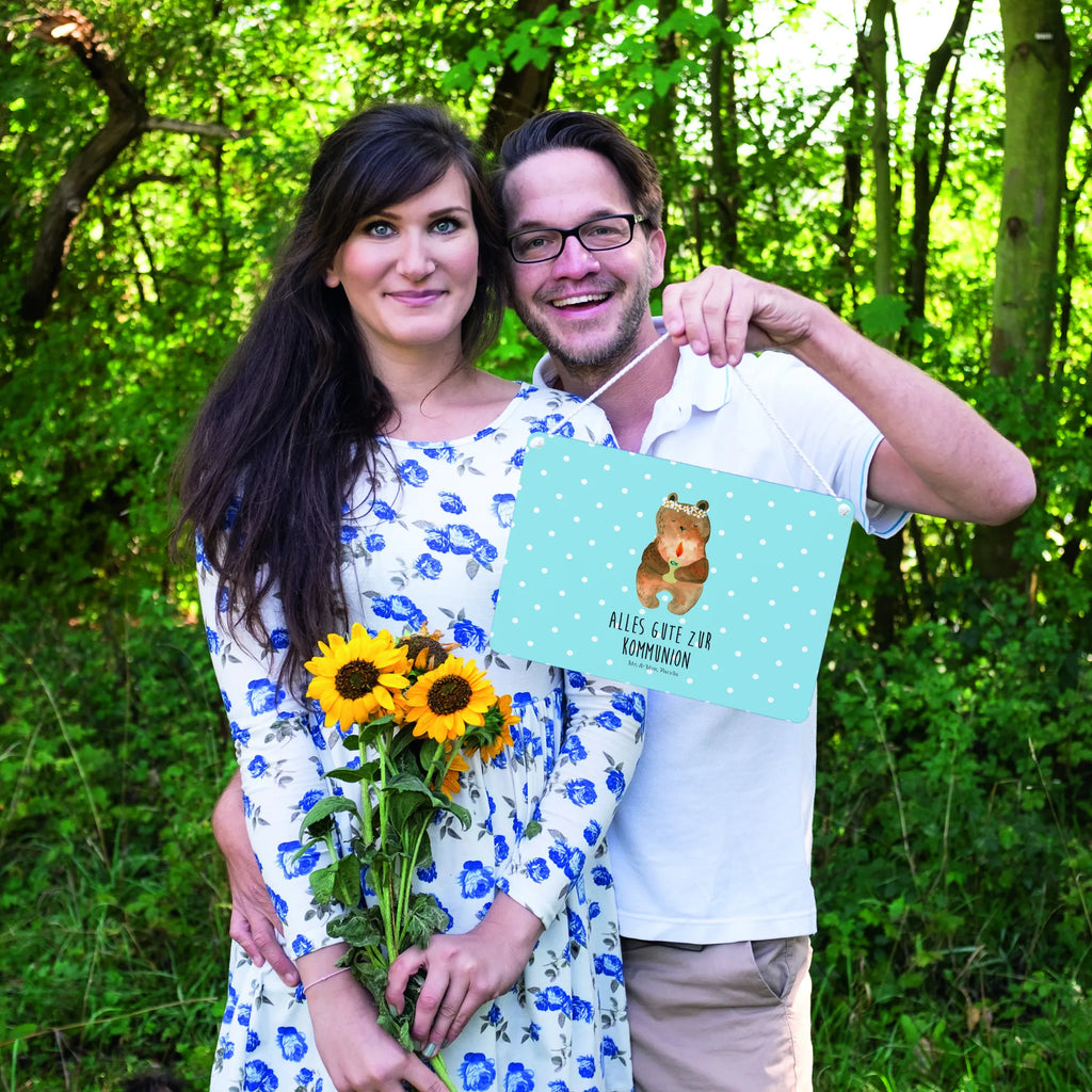 Decorative sign bear communion Türschild, dekoration schild, wandhänger, Holztafel, Motivschild, Dekoschild, Badschild, hängeschild, sprüche schild, Spruchschild, holzbild, Schild mit Spruch, wandtafel, Wandschild, dekoschilder, Küchenschild, Deko Schild, Schild, Deko Wandtafel, Holzschild, dekotafel, Türschild Familie, Bär, Teddy, Teddybär, Taufkerze, Katholisch, Gottes Segen, Kommunion
