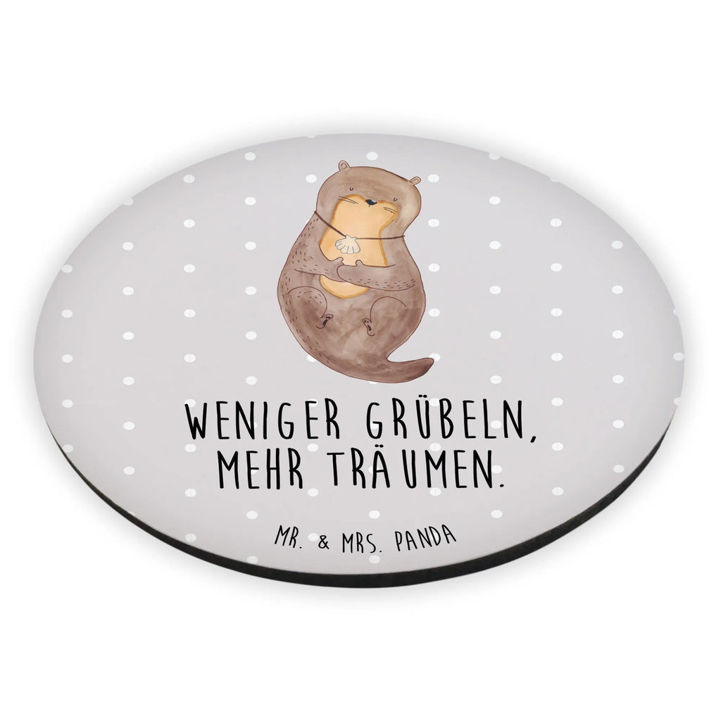 Rund Magnet Otter mit Muschelmedaillon Motivmagnete, Souvenir Magnet, Pinnwandmagnet, Dekomagnet, Whiteboard Magnet, Kühlschrankmagnet, Kühlschrank Dekoration, Notiz Magnet, Otter, Fischotter, Seeotter, grübeln, Otterliebe, träumen, Motivation, Büro, Tagträumen