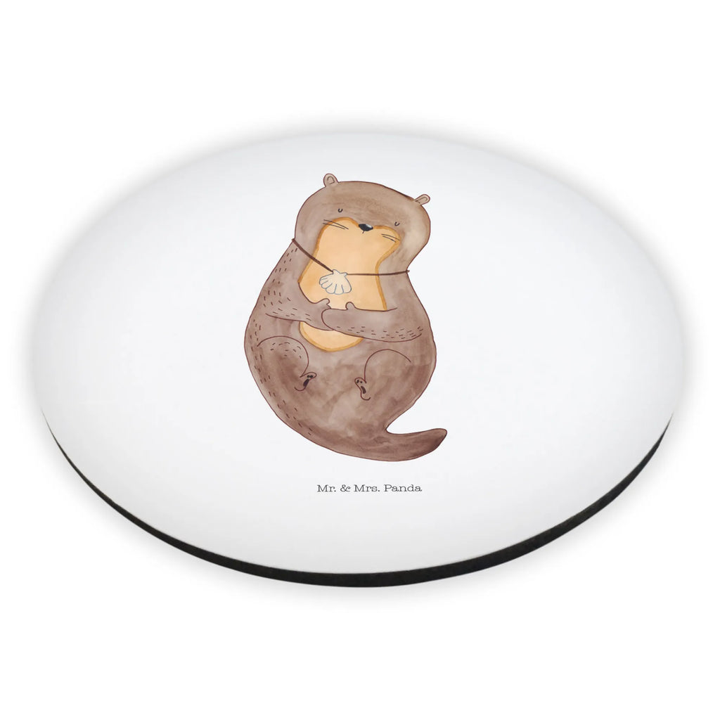 Rund Magnet Otter mit Muschelmedaillon Motivmagnete, Souvenir Magnet, Pinnwandmagnet, Dekomagnet, Whiteboard Magnet, Kühlschrankmagnet, Kühlschrank Dekoration, Notiz Magnet, Otter, Fischotter, Seeotter, grübeln, Otterliebe, träumen, Motivation, Büro, Tagträumen