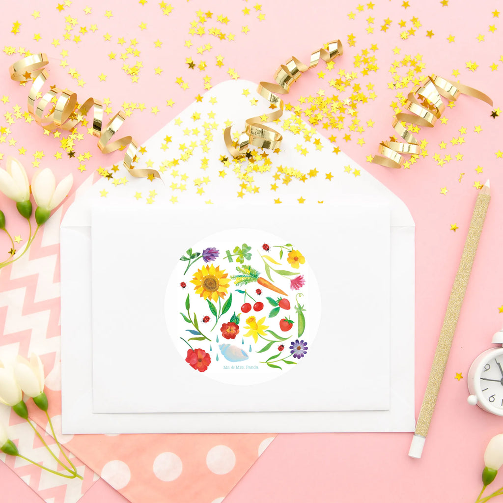 120mm okrągła naklejka Lato Dekoracje kwiatowe, dekoracje wiosenne, dekoracje letnie, dekoracja, pozytywna wiadomość, miłośnik natury, na zewnątrz, natura, przygoda