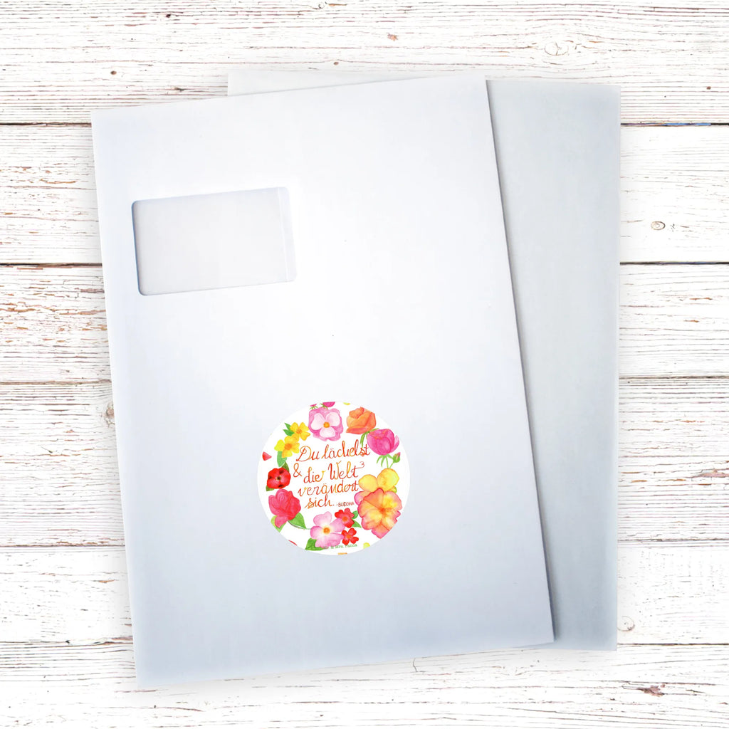 120mm okrągła naklejka Uśmiechasz się Dekoracje kwiatowe, dekoracje wiosenne, dekoracje letnie, dekoracja, pozytywna wiadomość, miłośnik natury, na zewnątrz, natura, przygoda