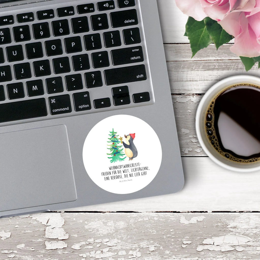 Rund Aufkleber Pinguin Weihnachtsbaum Aufkleber, Kinder, Etikett, Sticker, rund, Winter, Weihnachten, Weihnachtsdeko, Nikolaus, Advent, Heiligabend, Wintermotiv, Pinguin